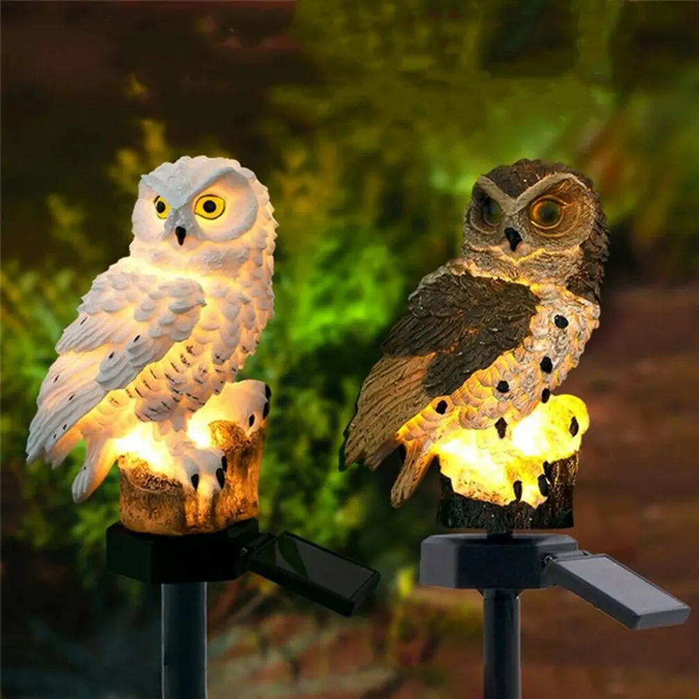 Imagem -03 - Coruja Luz Solar com Painel Solar Led Coruja Falsa à Prova Impermeável Água Solar Luzes do Jardim Coruja Ornamento Animal Pássaro Lâmpadas ao ar Livre