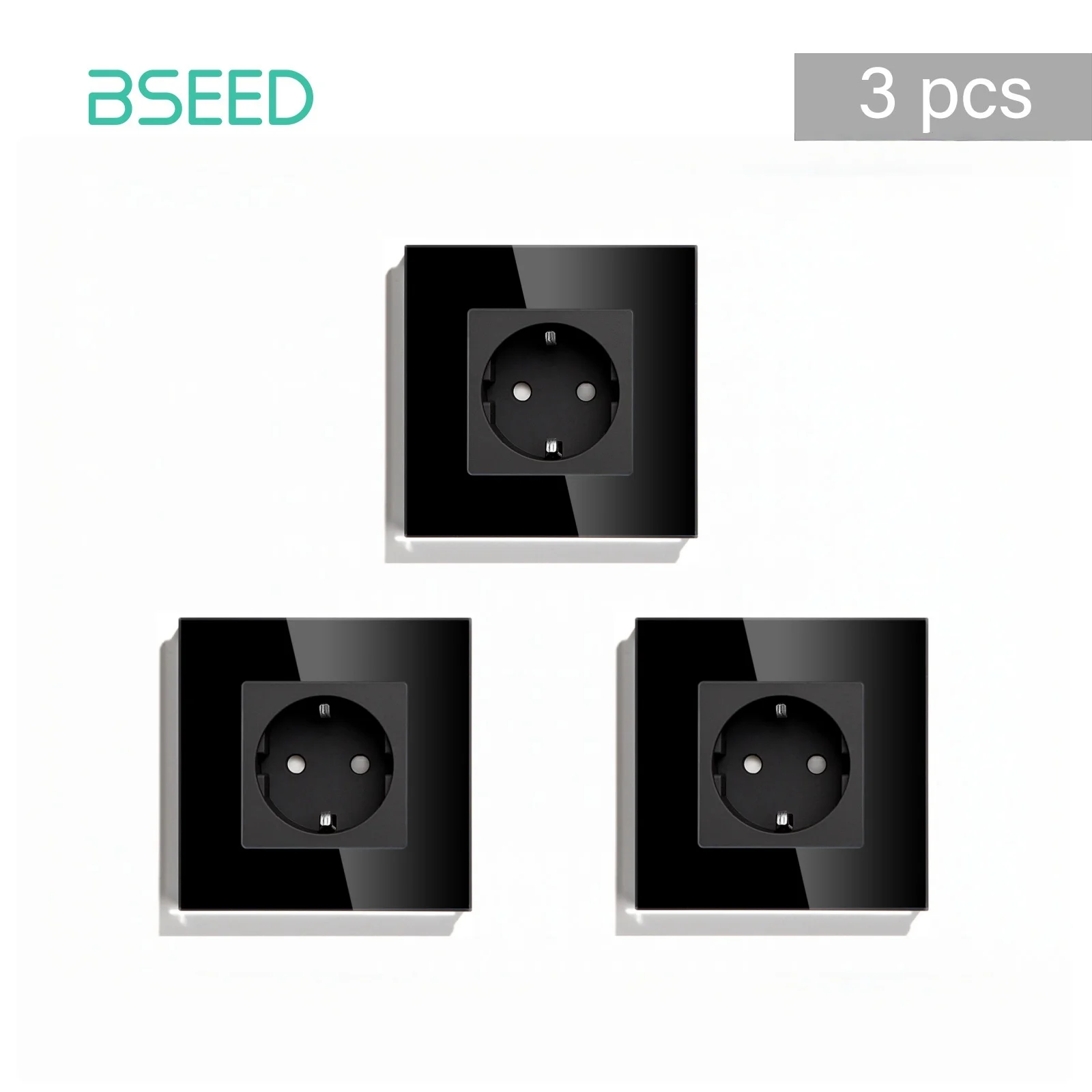 BSEED Wandcontactdoos Glazen frame 16A Enkel stopcontact EU-norm voor thuiskantoor Slaapkamer Stopcontact