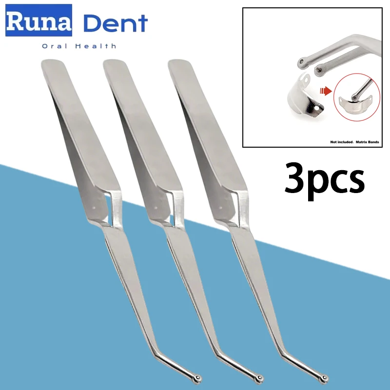 

3pcs Dental Matrix Holder Clamp Forceps for Molar Teeth Restoration with Matrix Bands & Tweezer Dental Sectional Matrix Tools