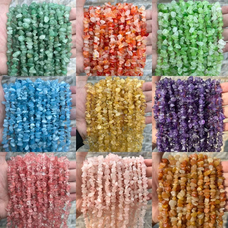 Natural Freeform Stone Chips Irregular Gravel Crystals Quartz With Hole Gemstones for Jewelry Making DIY Hand Crafts Accessories