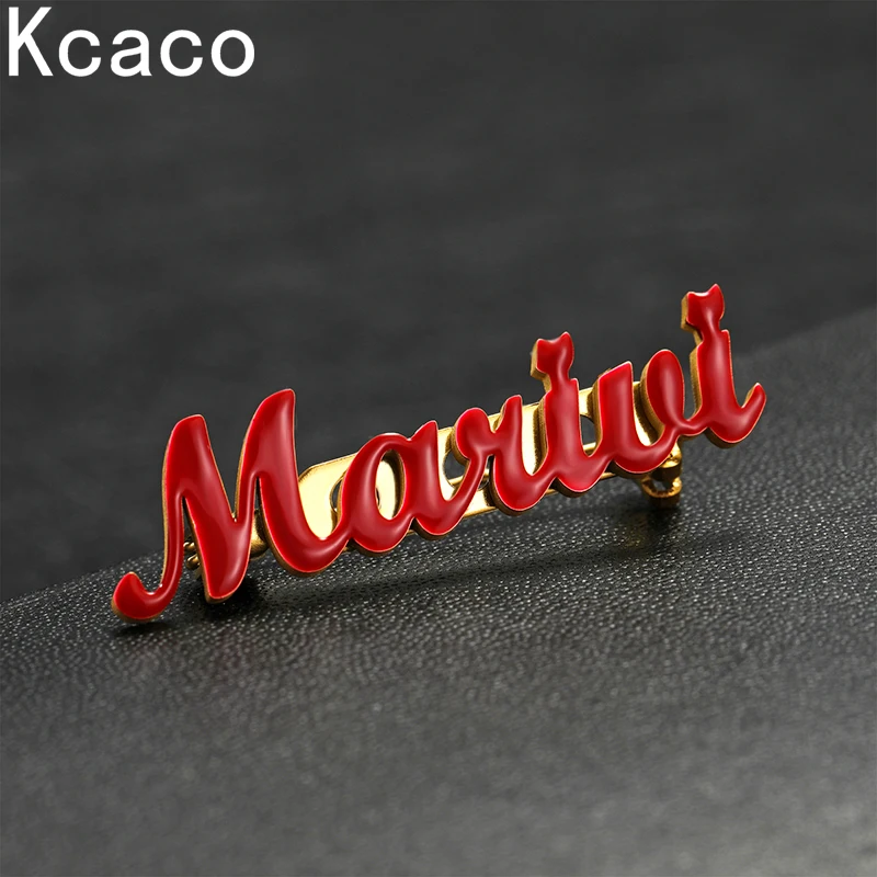 Customized Red Name Pin Brooch Stainless Steel Full-Colour Logo Lapel Pin Brooches Personalized Women Men Daily Jewellery Gift