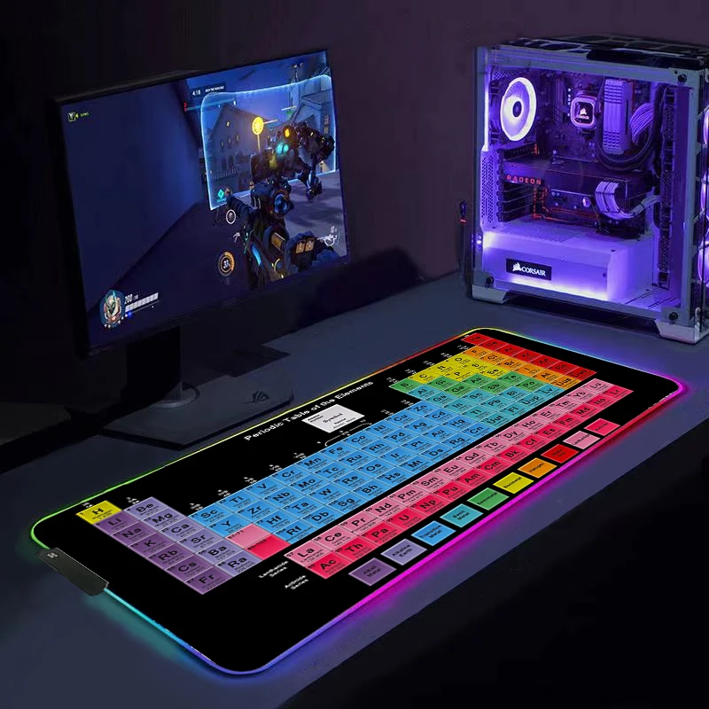 Alfombrilla de ratón con iluminación LED Rgb para Gamer, accesorios Kawaii para Gaming, ordenador, alfombrilla de escritorio