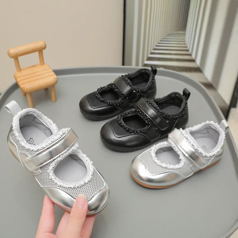 

Girls Tennis Shoes Soild Color Korean Style Kids Casual Shoes Versatile 2025 New Fashion Children Flat Shoes Hook&loop Sweet