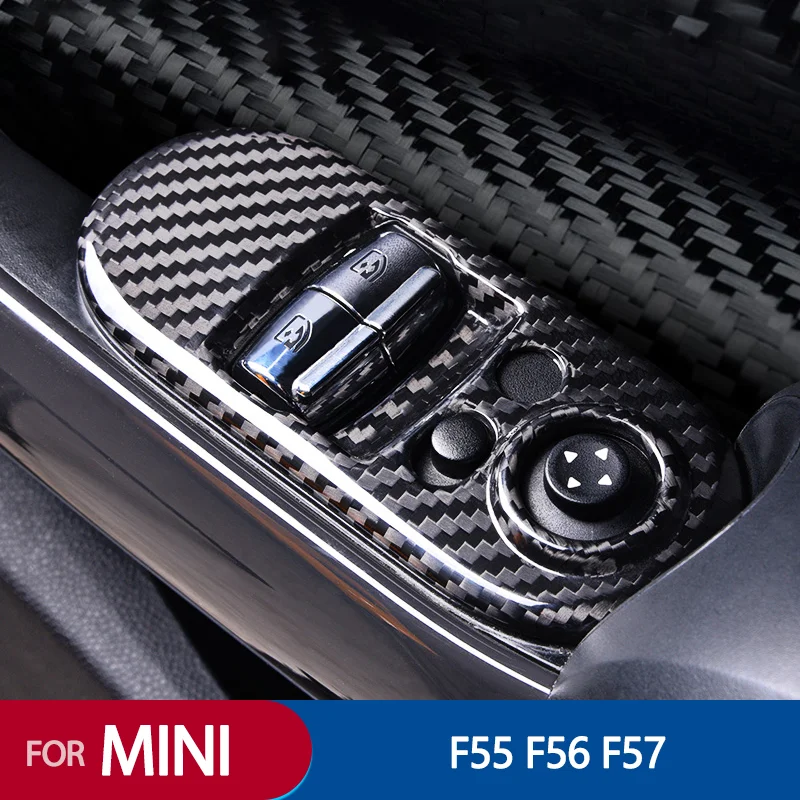 Carbon Fiber Car Windows Control Panel Cover Trim For MINI Cooper F54 F55 F56 F60 Clubman Countryman Interior Accessories