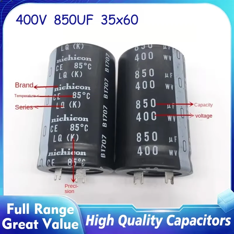

10-20PCS 400V850UF 35X60MM Fast charge and discharge 35*60mm instead of 820UF electrolytic capacitor.