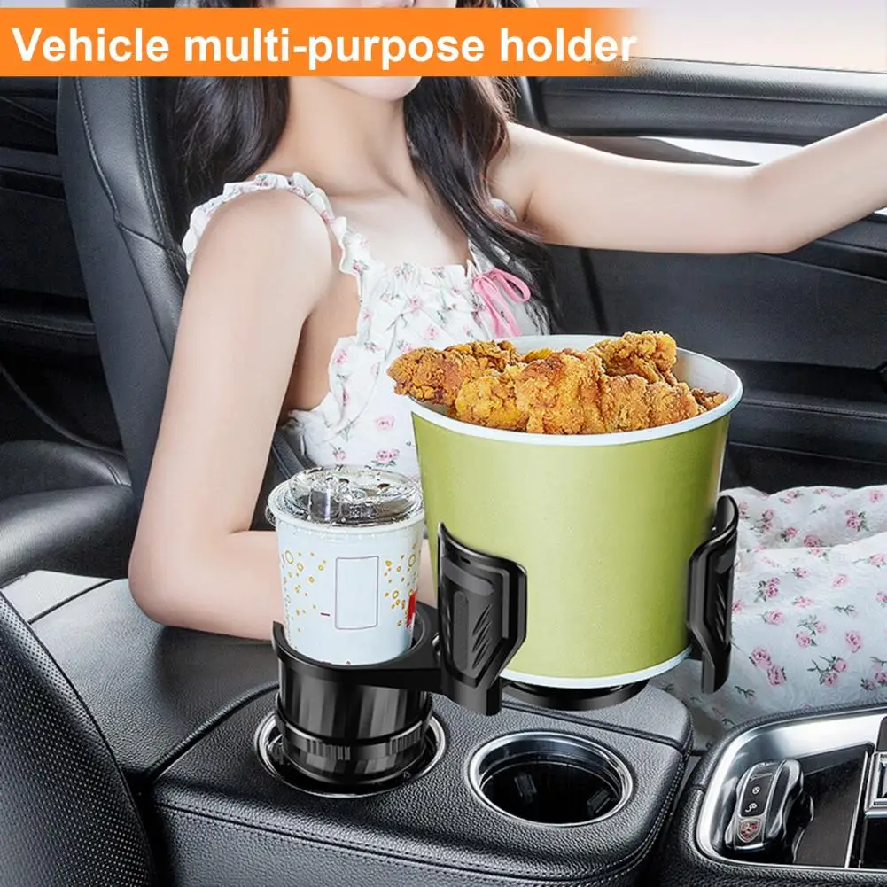 Carbon Fiber Space Saving Cup Holder Adjustable Car Cup Holder with Compass Multifunctional 2-in-1 Drink Rack Car Accessories