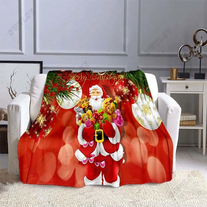 

Christmas Theme Flannel Throw Blanket Red Blanket Santa Claus Fashion Kids Adults New Year Gift Travel Camping Party Decoration