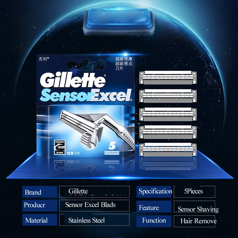 Gillette Sensor Excel lama di rasoio da uomo barba facciale rasatura lame di rasoio a doppio strato per Gillette Vector 3 Razor