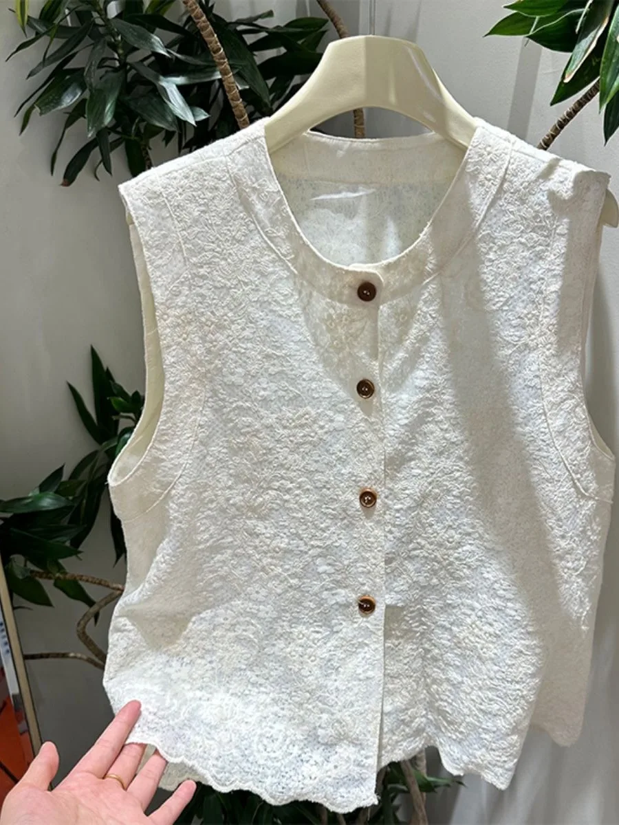 

Летний новый китайский кружевной жилет с ажурной вышивкой, тонкий, универсальный, базовый дизайн