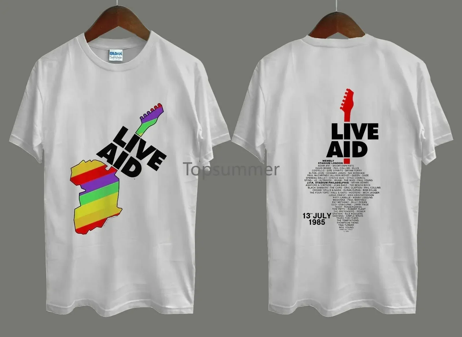 Футболка с надписью Live Aid Vintage Tour Reprint 1985 Queen Duran Power Station Wham Who