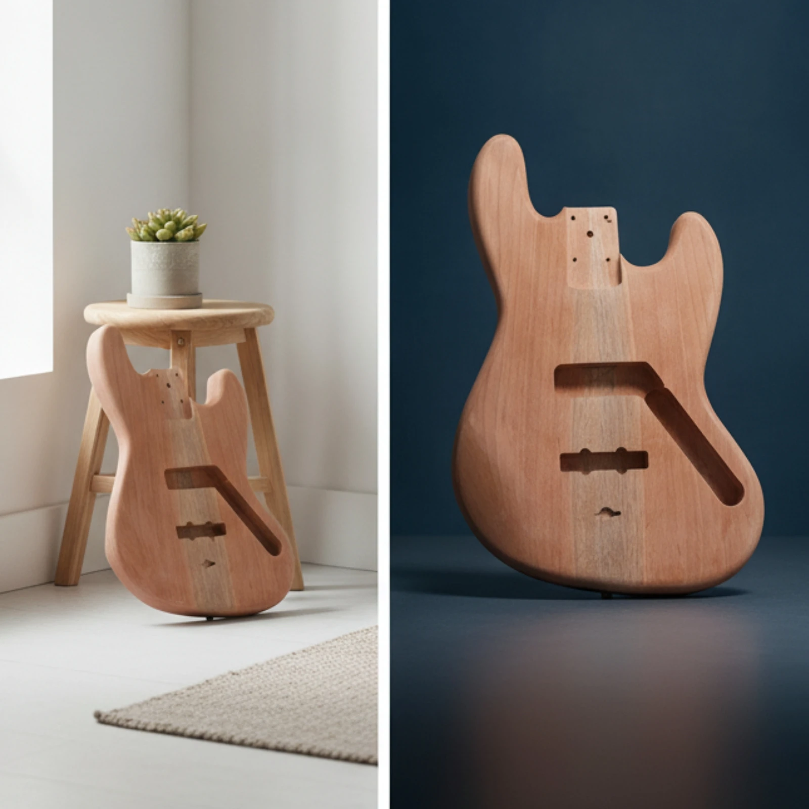 Guitar Body with Pre-Routed Cavities Matte Electric Guitar Body Blank Lumber Lightweight Predrilled for Luthier, Workshop