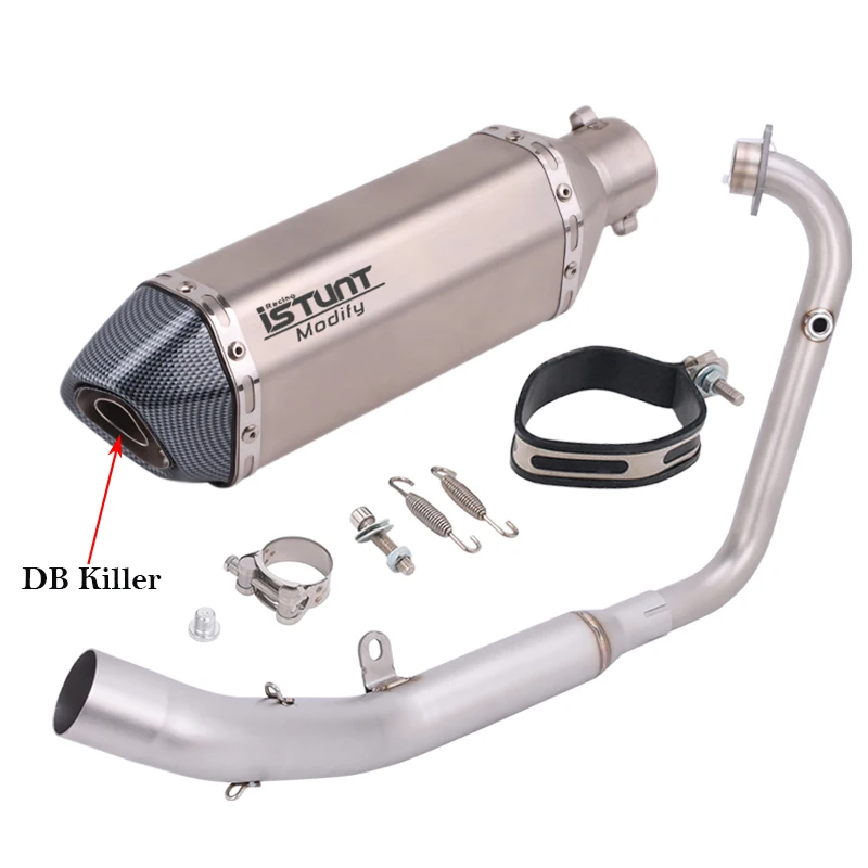Slip On For ZONTES ZT155 U U1 G1 GK Z2 ZT 155 2025 2026 Motorcycle Exhaust System Front Link Pipe With O2 Sensor 51mm Muffler