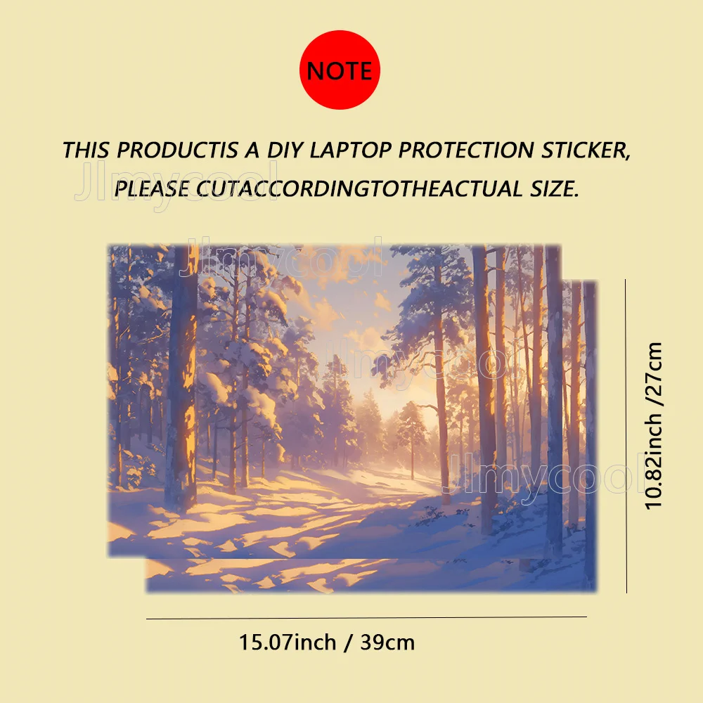 2Pieces Anime Winter Snow Forest Vinyl Laptop Sticker Self-adhesive Case for HP Lenovo Apple ASUS Easy To Install Waterproof