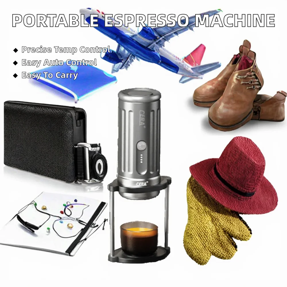 Espresso Machine PCM03S-PRO Model Commercial Semi-Automatic Coffee Maker USB Aluminum New Design Portable Travel Hotel Battery