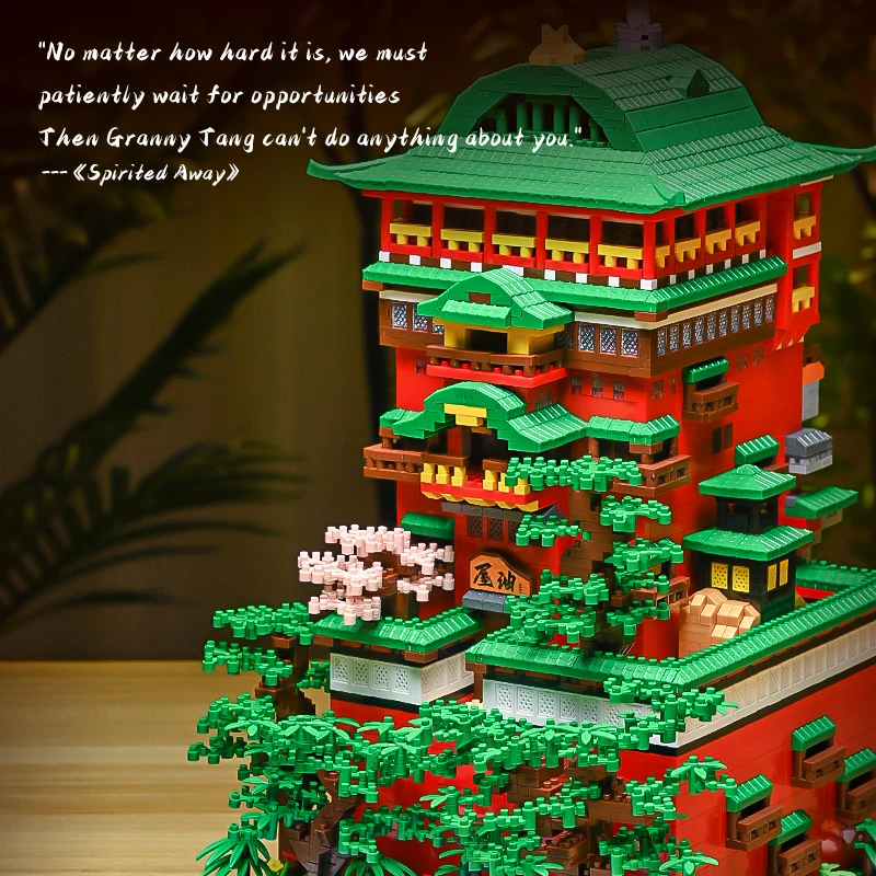 4208PCS Japanse Klassieke Anime Yubaba's Aburaya Badhuis Model Bouwstenen Bouwstenen Speelgoed Cadeau Voor Kinderen Volwassen