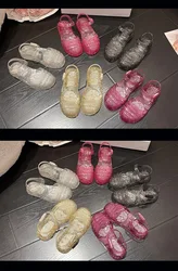 Children's Summer New PVC Children's Sandals Girls Jelly Shoes Crystal Princess Baby Soft Soled Single Shoes Beach Shoes