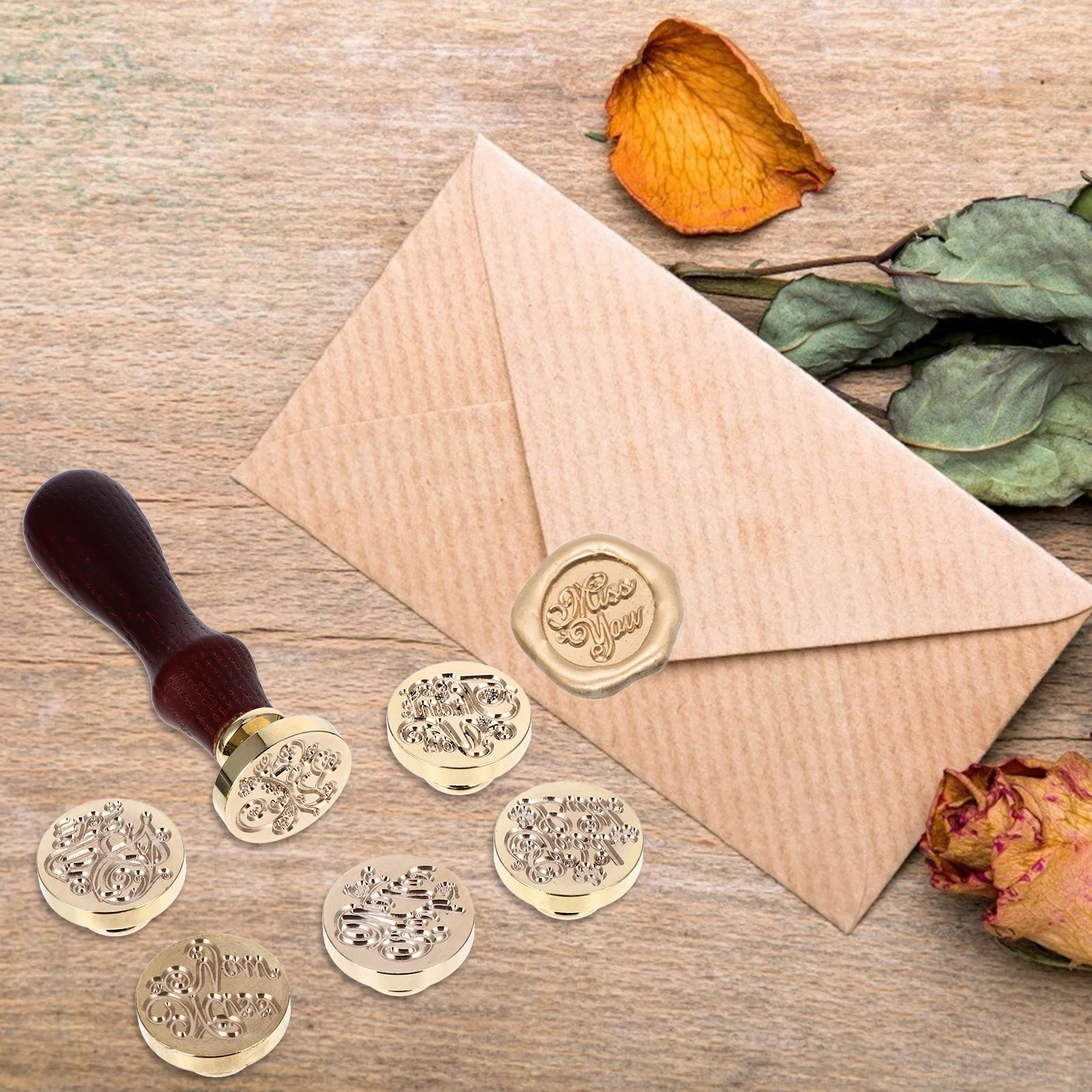 

6 Pcs Wax Seal Copper with Handle Invitation DIY Wood Metal Lacquer