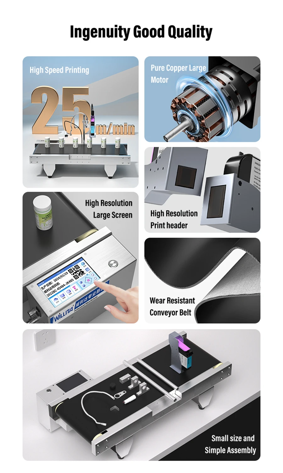 Willita S3 Online-Thermo-Tintenstrahldrucker mit Förrband - Automatische Kontinuierliche Codierungsmaschine für Barco, Verfallsdatum und QR-Co  7