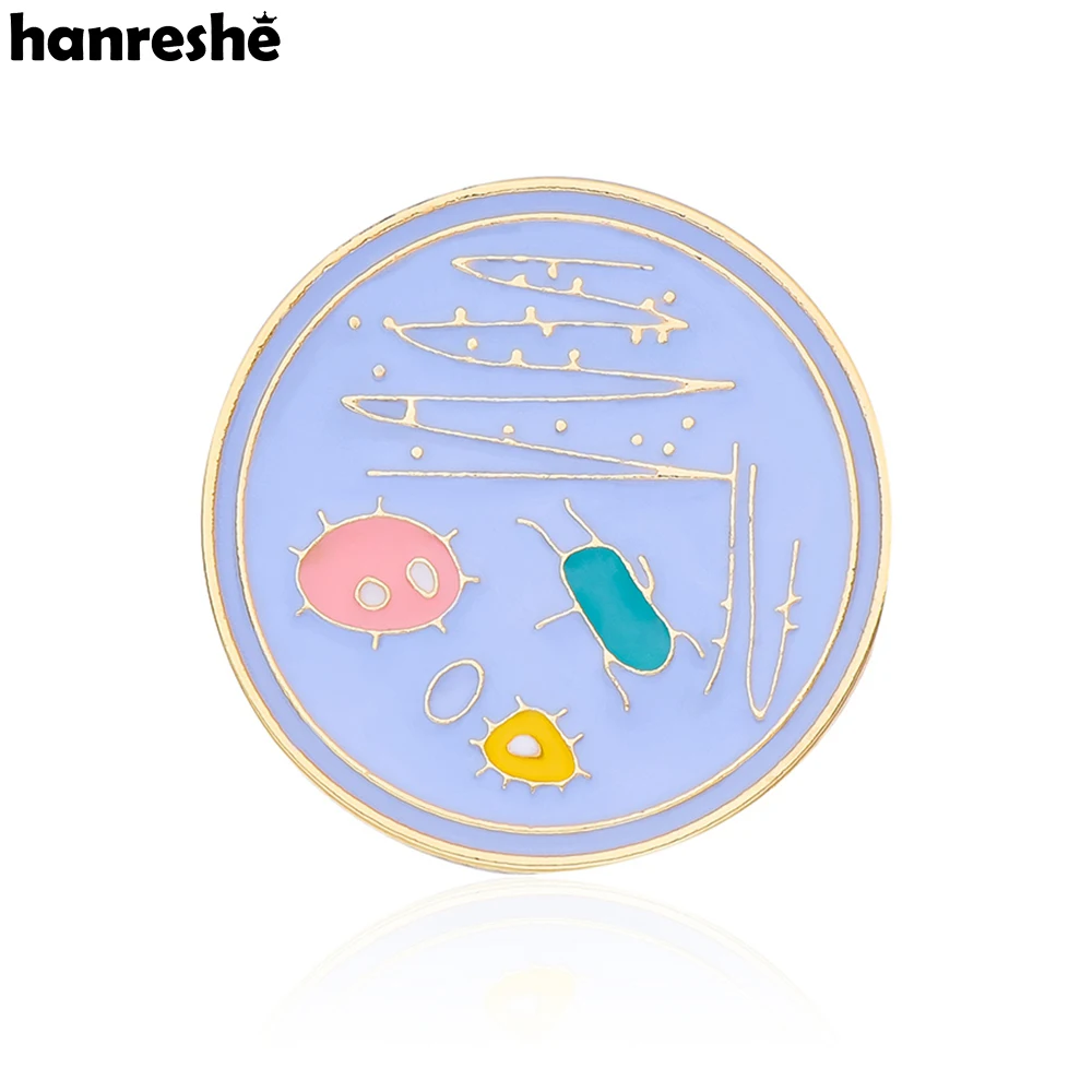 Hanreshe Science Biology Petri Dishes Brooch Colorful Enamel Bacteria Medical Lapel Badge Pins Jewelry Gift for Biologists