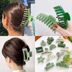 2022 Women Elegant Green Hair Claws Korean Claw Clip Large Plastic Hairpins Soild Color Crab Hair Clip Fashion Hair Accessories