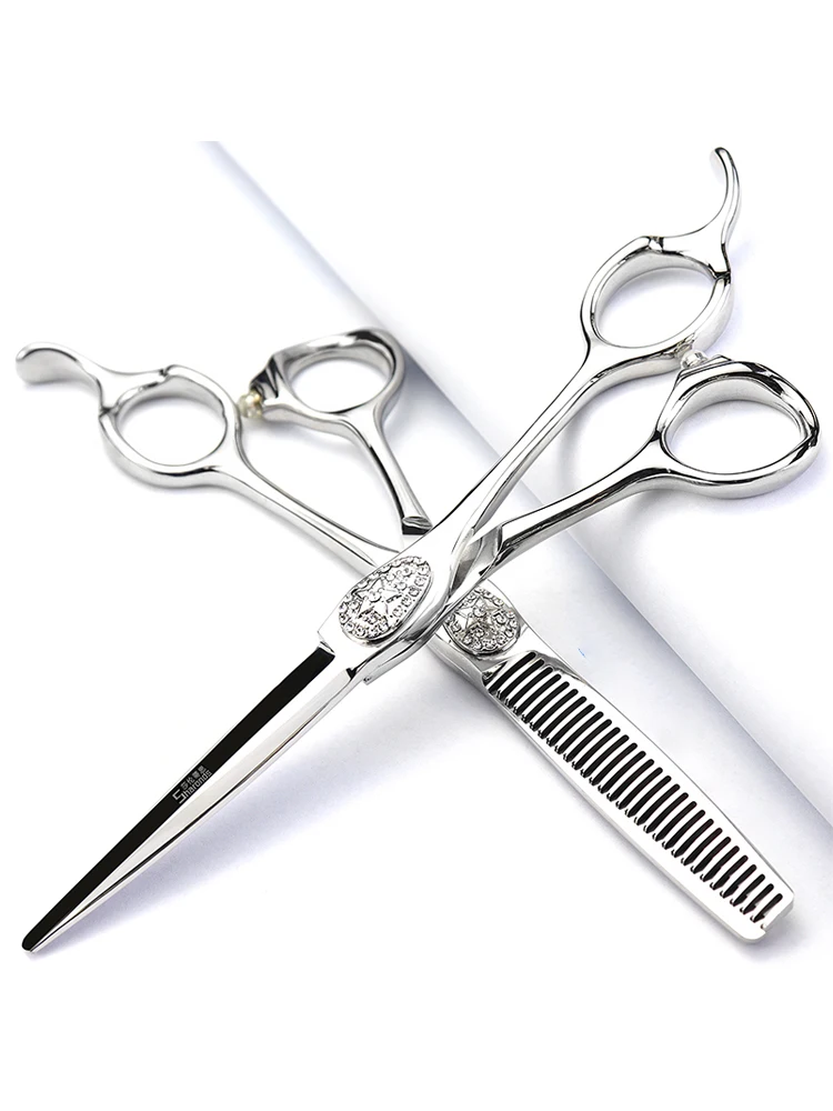 SHARONDS Professional Barber Scissors Hair Salon Hairdresser Special Cutting Flat Scissors Thin Teeth Scissors Set 6 Inches