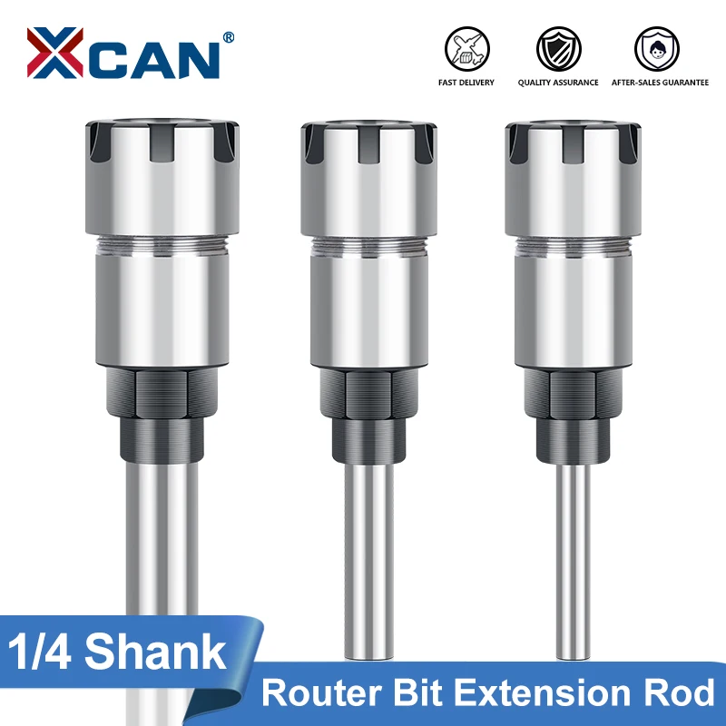 

XCAN Wood Milling Cutter CNC Tool Holder 1/4 Shank Wood Router Bit Adapter Extension Rod ER16 ER20 Collet Chuck Set
