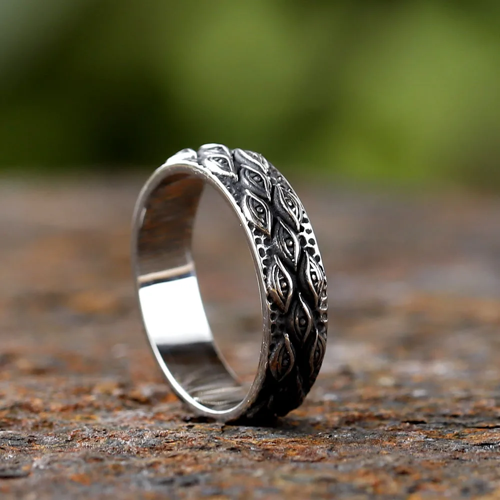 New Arrival 316L Stainless Steel Men's Ring Japanese Mythology Carved Eyes Ring For Men Cool Rock Jewelry Gift Party
