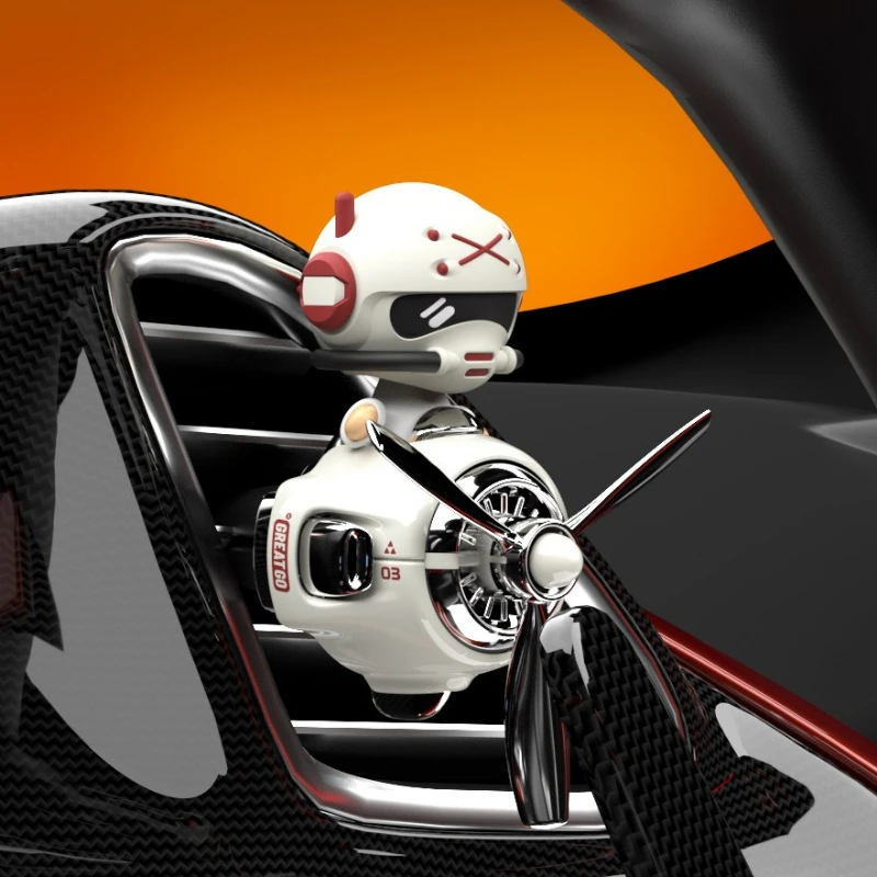 Wobble Head Pilot Plane Car Air Vent Freshener, Wind Rotating Propeller Auto Perfume Diffuser Clip - view 2