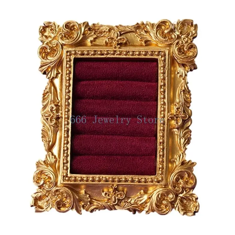 F2TD Antique Type Rings Holder With Soft Flannel Base Compact For Jewelry Display And Gift Giving