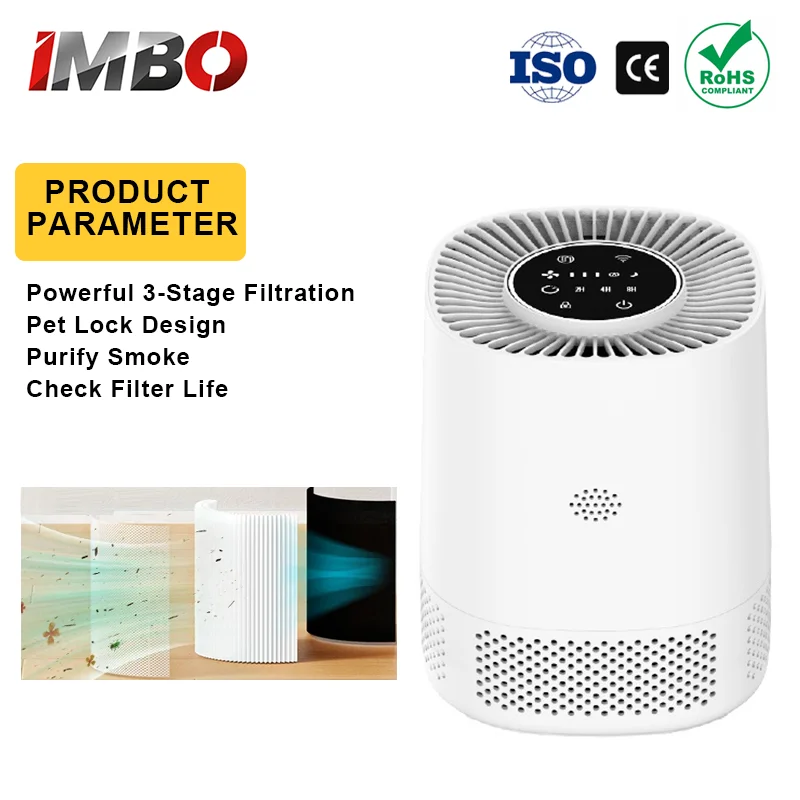 PJ06 Smart Air Purifier WiFi APP Voice Control H13 HEPA Filter 20dB Quiet Air Cleaner Remove Formaldehyde PM2.5 for Home Pet