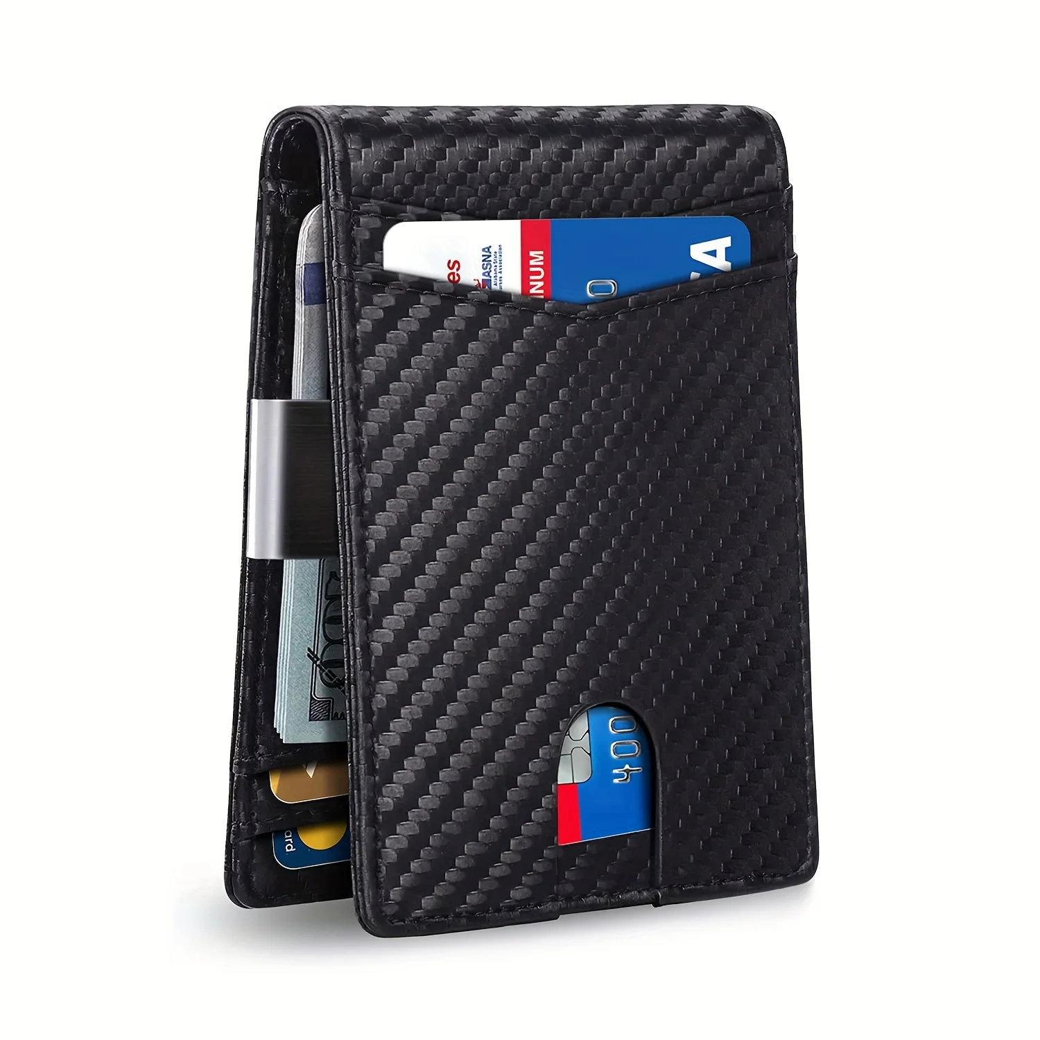 

1pc Premium PU Leather Mens Slim Wallet - Stylish RFID Blocking Bifold with Money Clip - Secure Credit Card Holder for Ultimate