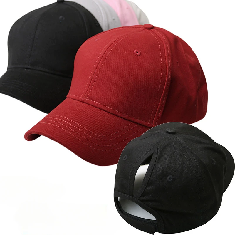 Simple Baseball Cap for Women Girl Sport Pure Color High Ponytail Running Golf Tennis hat Bundle Hair Tie High Messy Bun Ponycap