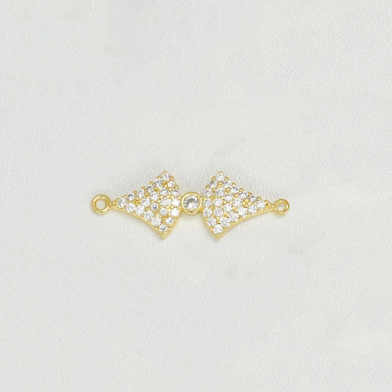 10pcs Hollow Connector for Diy Bracelet Necklace Making Part Copper Inlay Zircon Ring Pin Bow Candy Jewelry Accessorie Wholesale