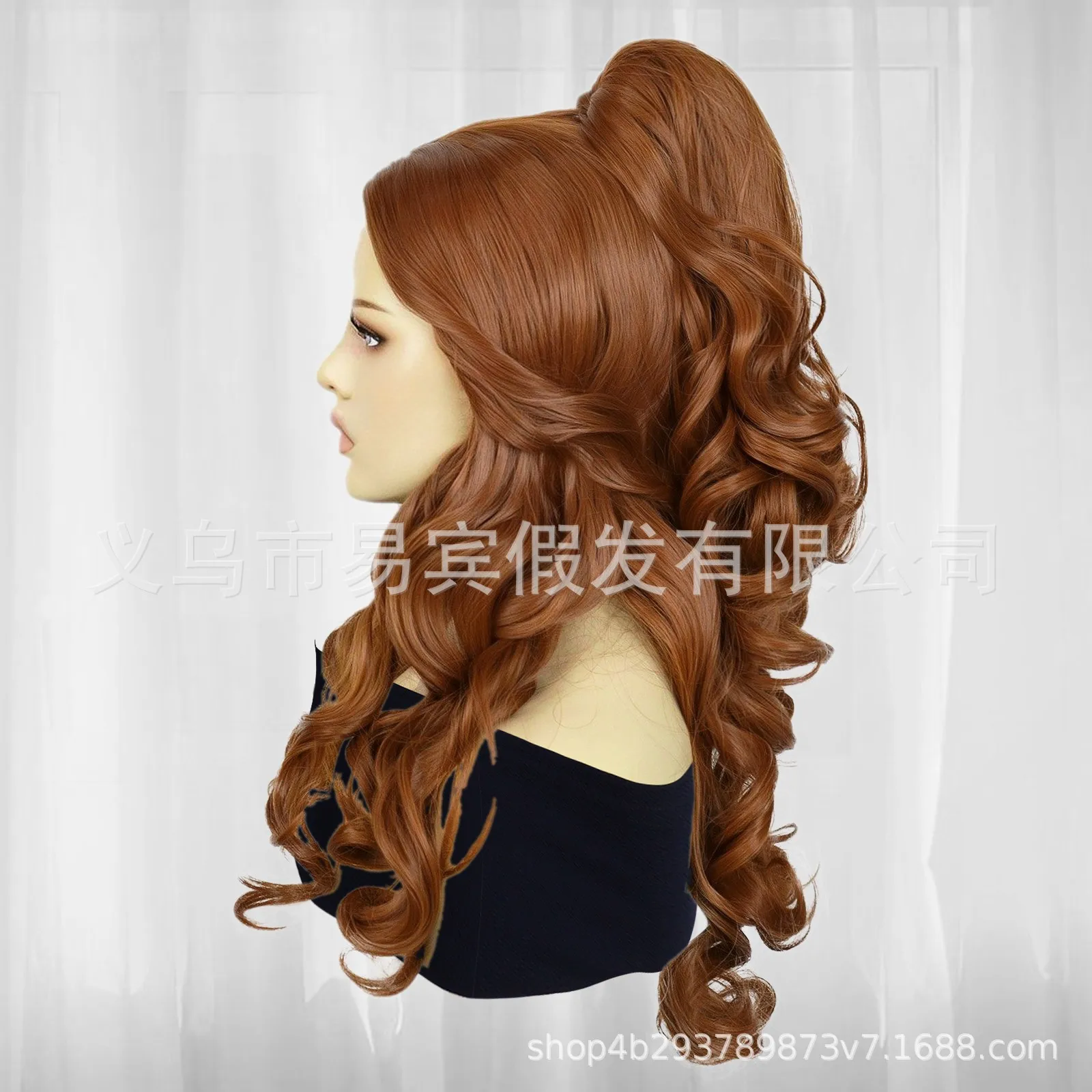 Halloween women Princess Belle Ponytail Wig Stage role play Brown Hair Buch Pony-tail Belle wig  costumes - Image 4