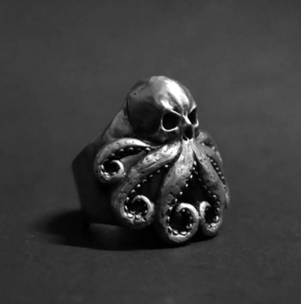 Fashionable and Creative Cthulhu Octopus Skull Ring Men's Personalized Gothic Trendy Jewelry Accessories Women