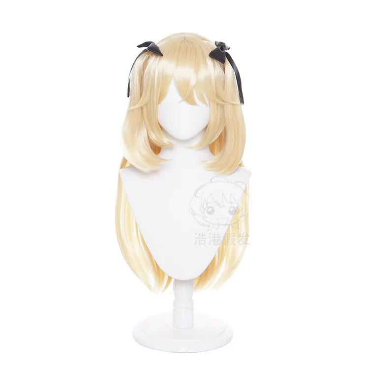 Game Genshin Impact Fischl Cosplay Wig Woman Golden Bunches Synthetic Hair Comic-con Costume Accessories Halloween Dress Up Wigs
