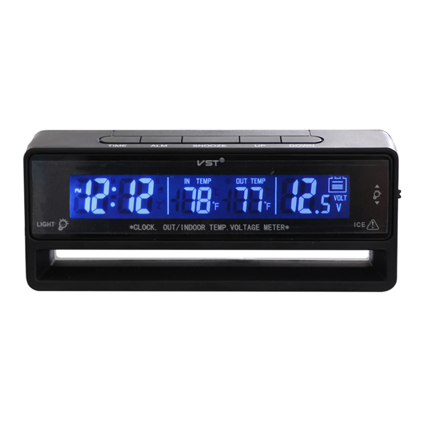 Car Auto LCD Backlight Digital Clock Thermometer Inside Outside Temperature age Alarm