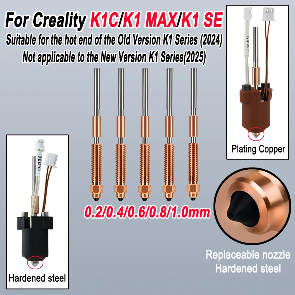 

For Creality K1C / k1 Max Hotend Ceramic Heating Block Kit 3D Printer Parts Quick-Swap Nozzle Kit Heat Break Resistance Hotend