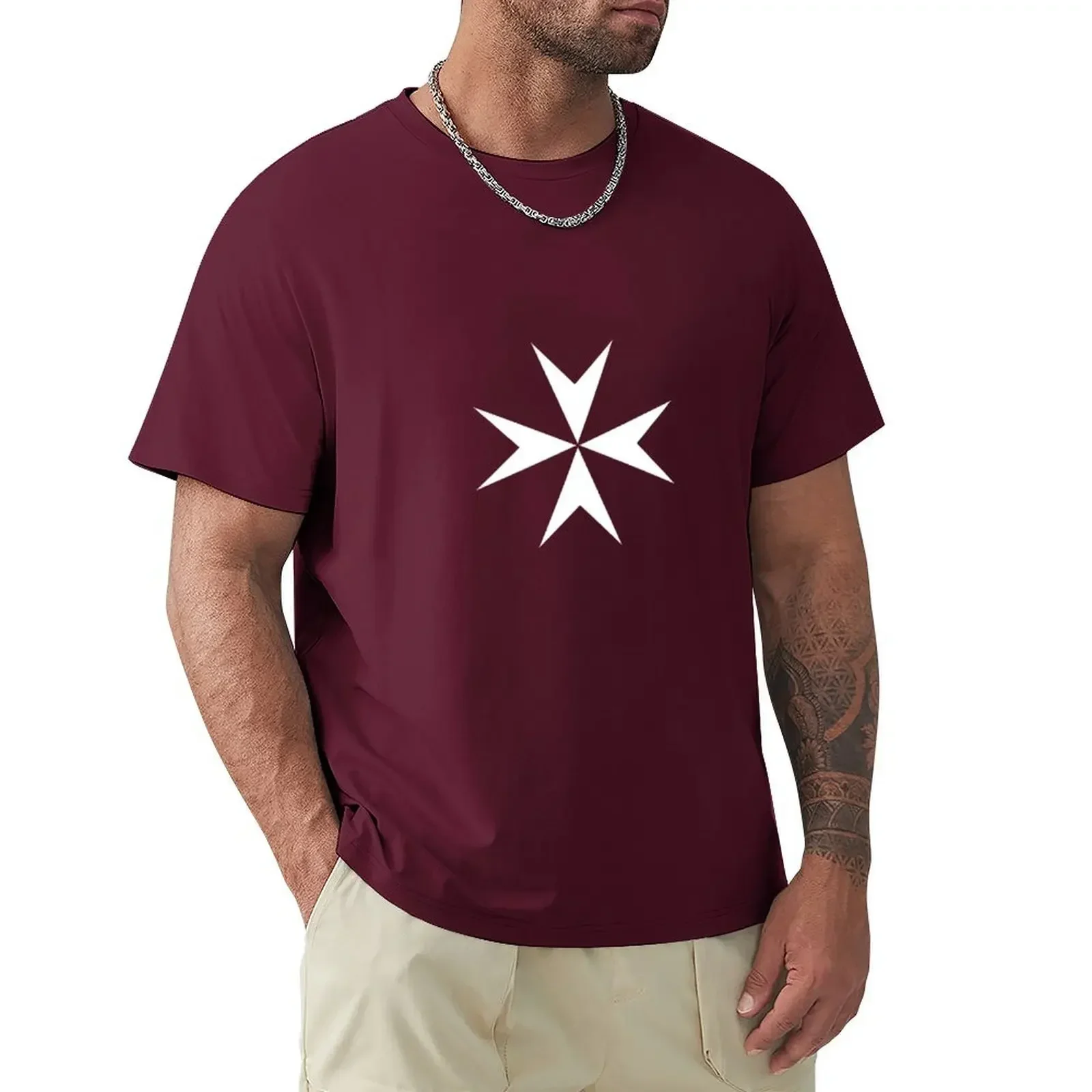 Customizeds Hippie Clothes T-shirts for Men Cotton Cross of The Order of St. John. MALTA, MALTESE. T-shirt Harajuku Graphic new