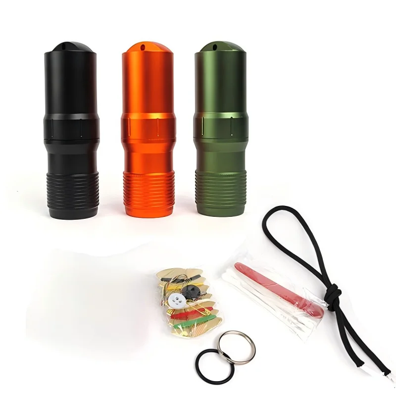 EDC Waterproof Survival Capsule Box - 3-in-1 Pill/Match/Storage Container with Seal for Hiking Camping Emergency Kit