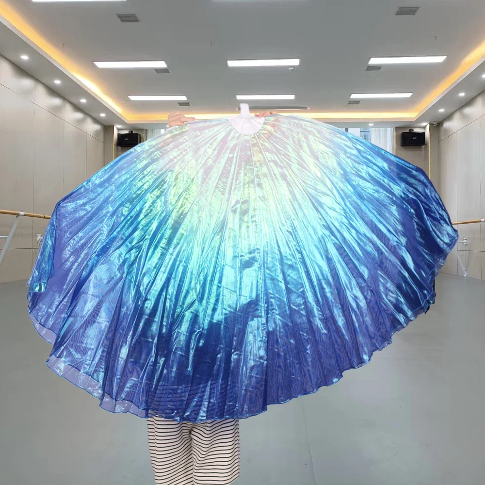 Color Yarn Material Worship Dance Fan Opening Dance Cartilaginous Fishbone Fan Double Layer Gradient Stage Performance Props