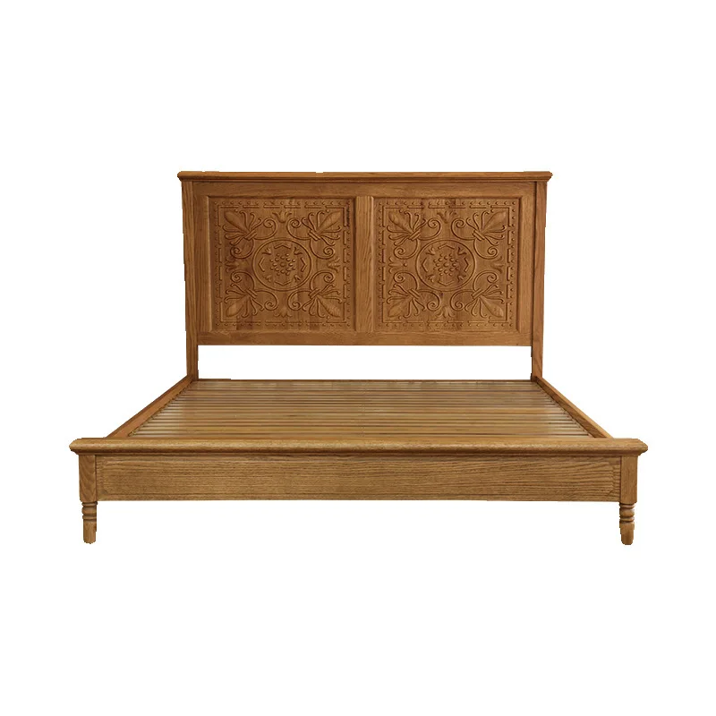 

All solid wood bedroom double bed imported oak single bed factory direct sales master bedroom second bedroom marriage bed