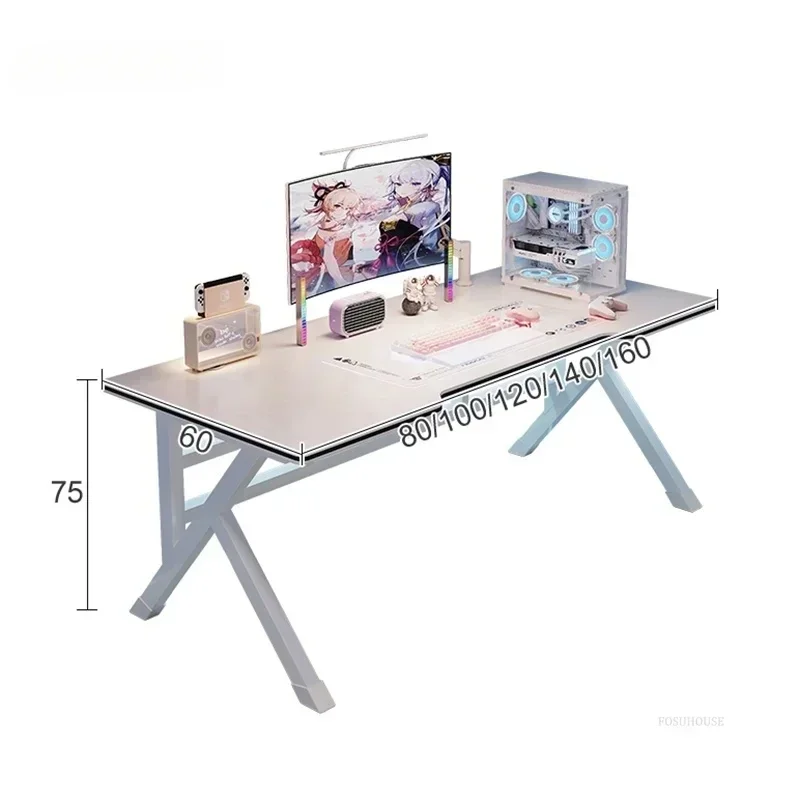 

White Wooden Computer Desks Desktop Simple Bedroom Study Desks Modern E-sports Gaming Table Home Office Desk and Chair Set