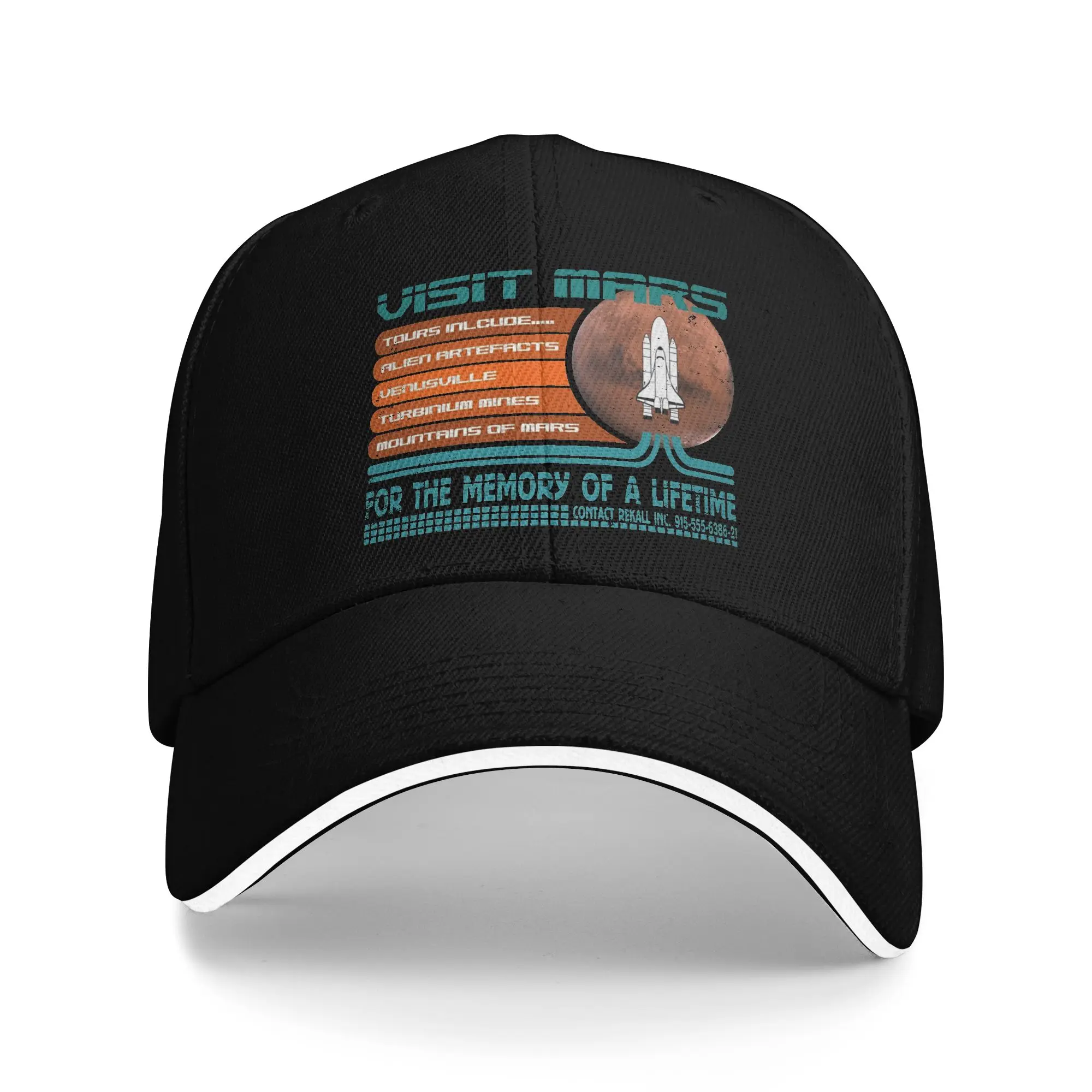 Total Recalling Inspired Visit Mars Sandwich Baseball Cap Casual Schwarzenegger Unisex Adjustable Headwear Travel Workouts Hat