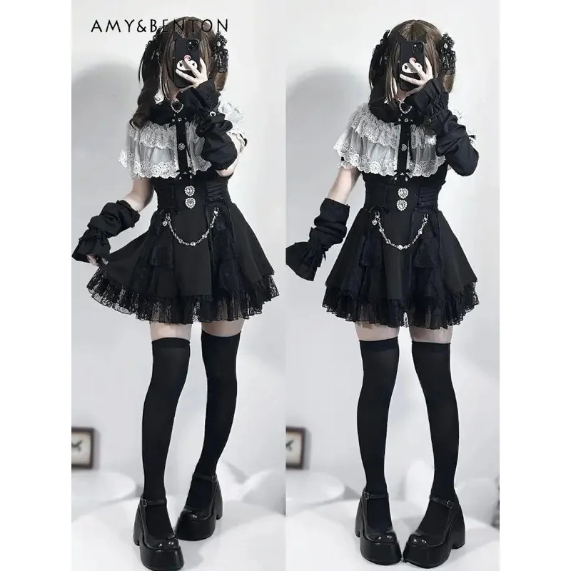 

Серия 25COSMine Массовое производство японского кружевного плаща Тяжелая промышленность Рукава с короткими рукавами Рубашка Subculture Рубашка Лолиты W