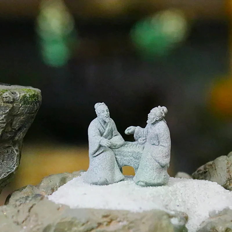 

Китайские старейши, играющие в шахматы, миниатюрные пейзажные украшения, миниатюрные люди, бонсай, рокарий, аквариумы, украшения