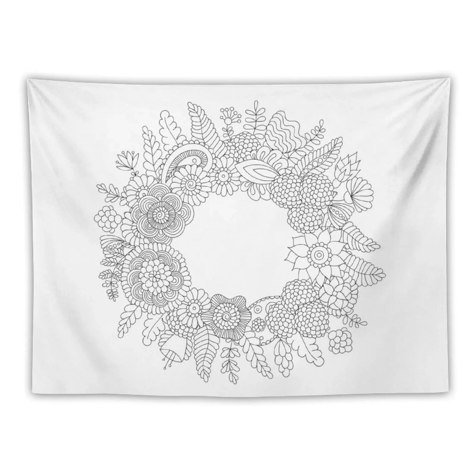 

Floral wreath black and white Tapestry Decoration Aesthetic Bedroom Decoration Wallpaper Bedroom Tapestry