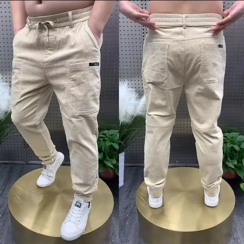 

Модные повседневные брюки в стиле пэчворк для мужчин больших размеров (до 250 фунтов), осенне-зимняя новинка, стильный молодежный бренд, для отдыха...