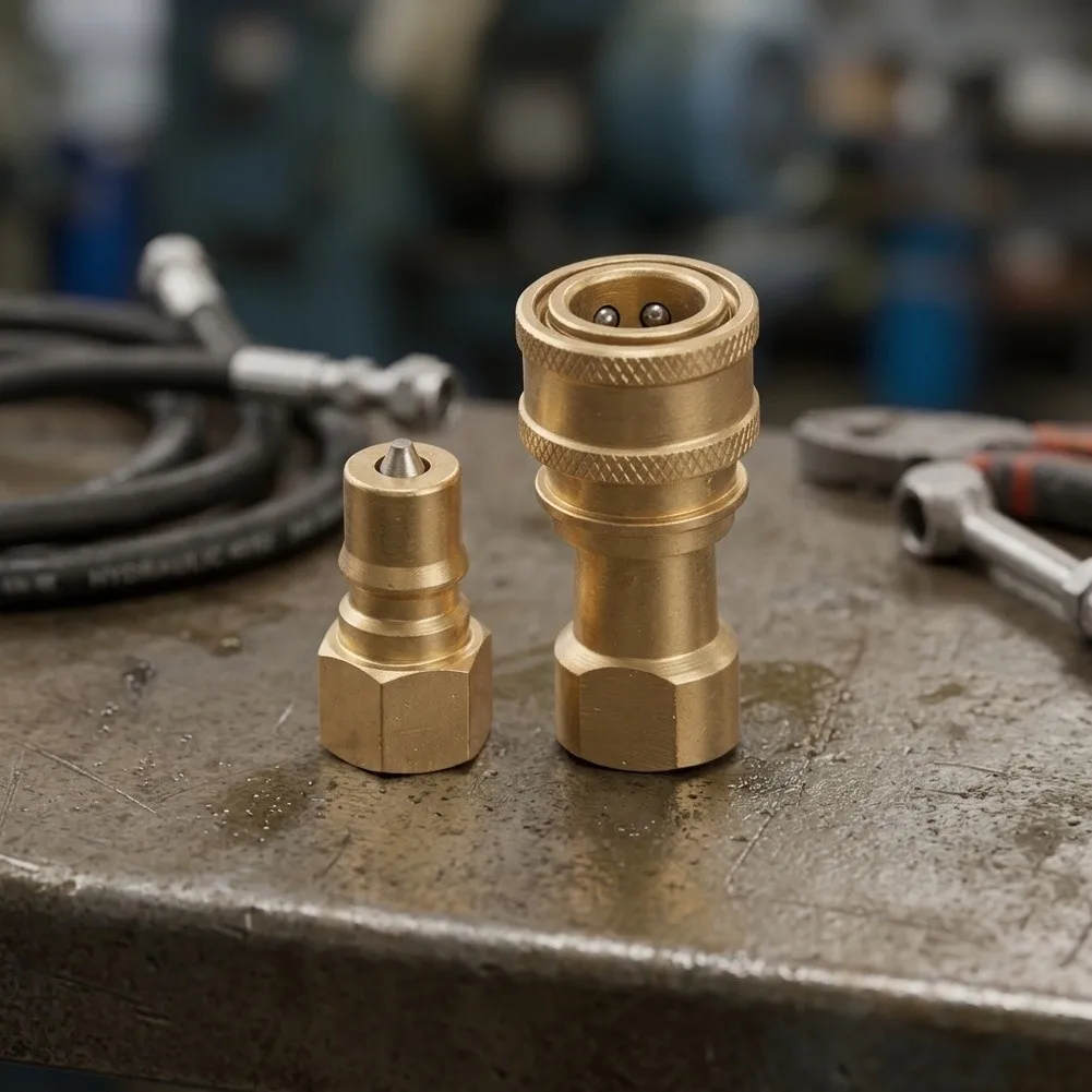 1set NPT1/4 NPT3/8 NPT1/2 NPT3/4 Brass Quick Disconnect Coupler Hydraulic Quick Coupler For High-Pressure Cleaning Equipment