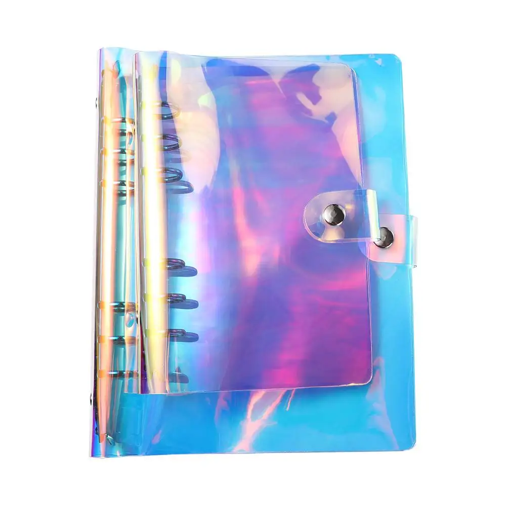 Binder File Folder Button Closure Ring Binder Cover School Office Supplies PVC Notebook Cover Loose Leaf Folder Notebook